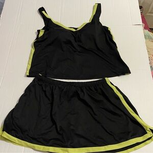 Black and Yellow inches off slimming 2 piece swimsuit tanking 20W